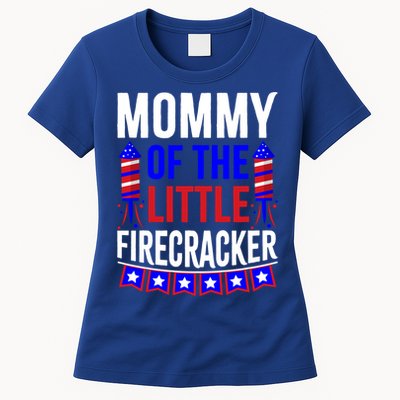Mommy Of The Little Firecracker 4th Of July Birthday Funny Great Gift Womens T-Shirt