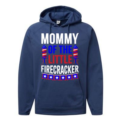 Mommy Of The Little Firecracker 4th Of July Birthday Funny Great Gift Performance Fleece Hoodie