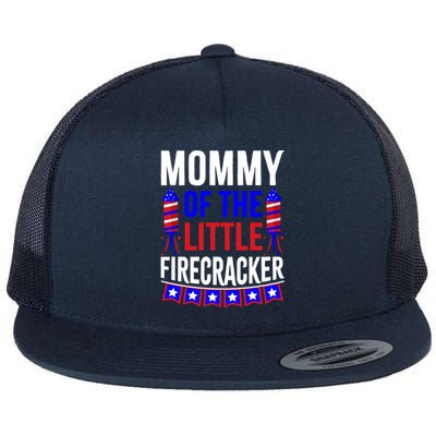 Mommy Of The Little Firecracker 4th Of July Birthday Funny Great Gift Flat Bill Trucker Hat