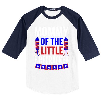 Mommy Of The Little Firecracker 4th Of July Birthday Funny Great Gift Baseball Sleeve Shirt