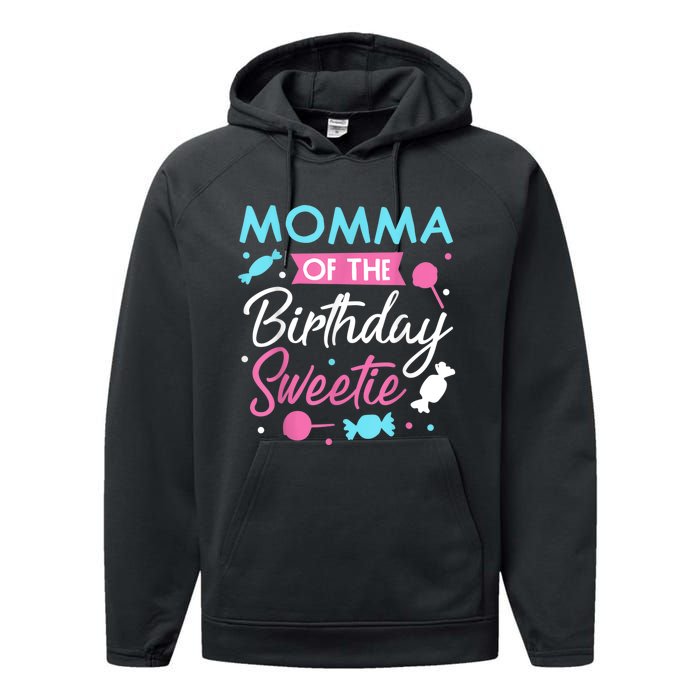 Momma Of The Birthday Sweetie Candy Bday Party Mother Performance Fleece Hoodie