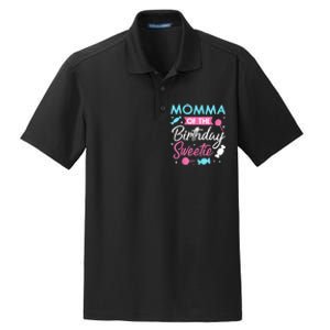 Momma Of The Birthday Sweetie Candy Bday Party Mother Dry Zone Grid Polo