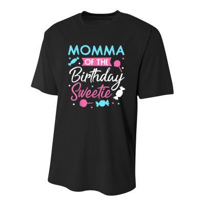 Momma Of The Birthday Sweetie Candy Bday Party Mother Youth Performance Sprint T-Shirt