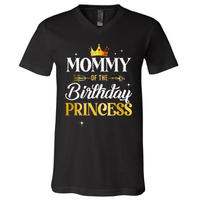 Mommy Of The Birthday Princess Girl Party Matching Family V-Neck T-Shirt