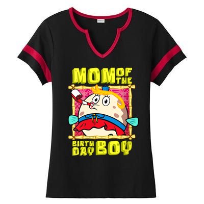 Mom Of The Birthday Boy Mother Gift Match Movies Ladies Halftime Notch Neck Tee