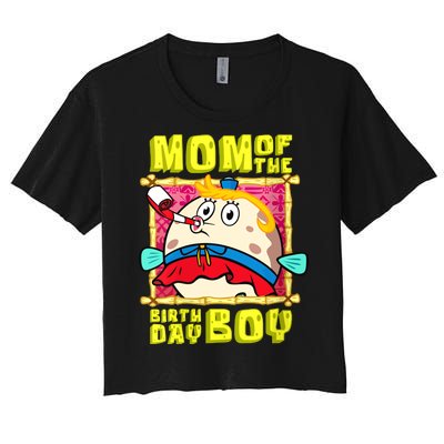 Mom Of The Birthday Boy Mother Gift Match Movies Women's Crop Top Tee