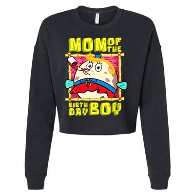 Mom Of The Birthday Boy Mother Gift Match Movies Cropped Pullover Crew