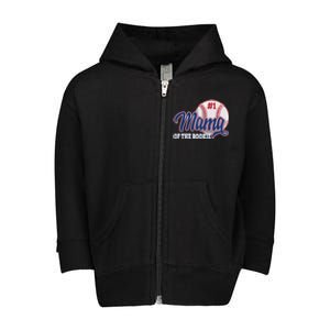 Mama Of The Rookie Baseball 1st Birthday Baseball Theme Great Gift Toddler Zip Fleece Hoodie