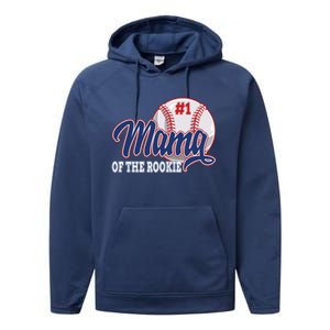 Mama Of The Rookie Baseball 1st Birthday Baseball Theme Great Gift Performance Fleece Hoodie