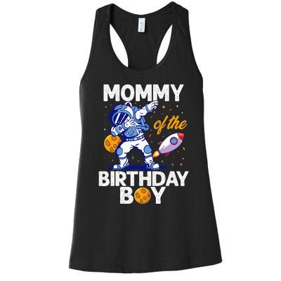 Mommy Of The Birthday Astronaut Space Planet B-day Mom Women's Racerback Tank