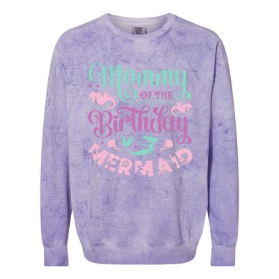 Mommy Of The Birthday Mermaid Sayings Mom Mother Mama Colorblast Crewneck Sweatshirt