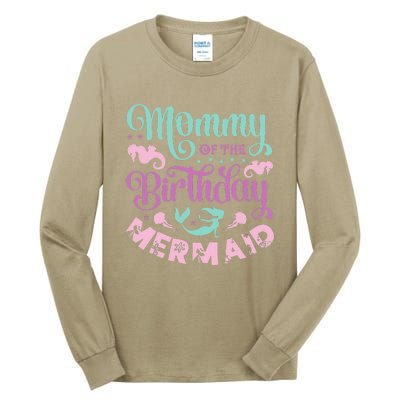 Mommy Of The Birthday Mermaid Sayings Mom Mother Mama Tall Long Sleeve T-Shirt