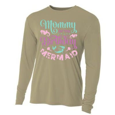 Mommy Of The Birthday Mermaid Sayings Mom Mother Mama Cooling Performance Long Sleeve Crew