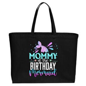 Mommy Of The Birthday Mermaid Funny Matching Family Party Cotton Canvas Jumbo Tote