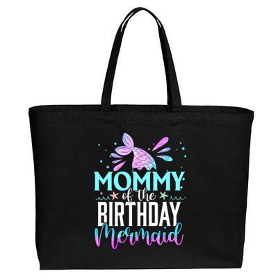 Mommy Of The Birthday Mermaid Funny Matching Family Party Cotton Canvas Jumbo Tote