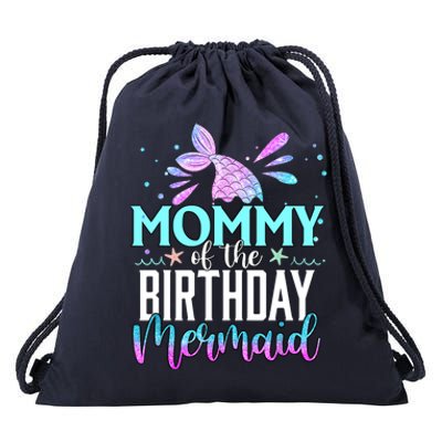 Mommy Of The Birthday Mermaid Funny Matching Family Party Drawstring Bag