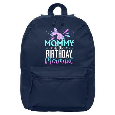 Mommy Of The Birthday Mermaid Funny Matching Family Party 16 in Basic Backpack