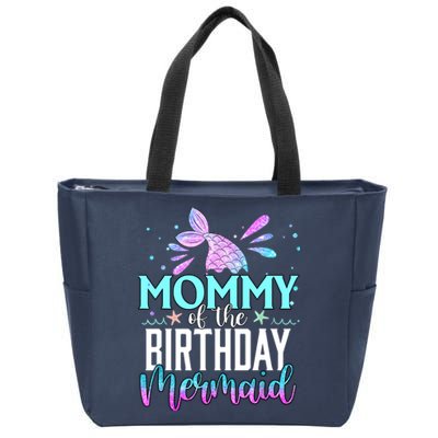 Mommy Of The Birthday Mermaid Funny Matching Family Party Zip Tote Bag