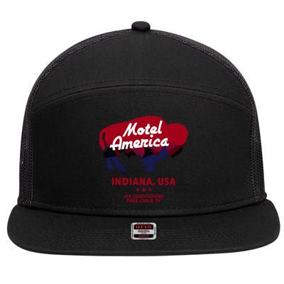 Motel America Indiana, USA Air Conditioning Free Cable TV 7 Panel Mesh Trucker Snapback Hat