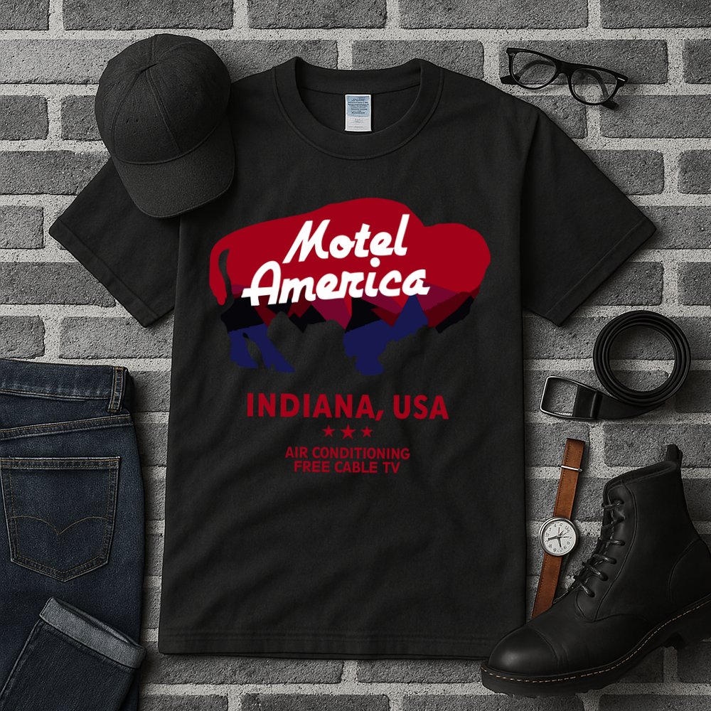 Motel America Indiana, USA Air Conditioning Free Cable TV Tall T-Shirt
