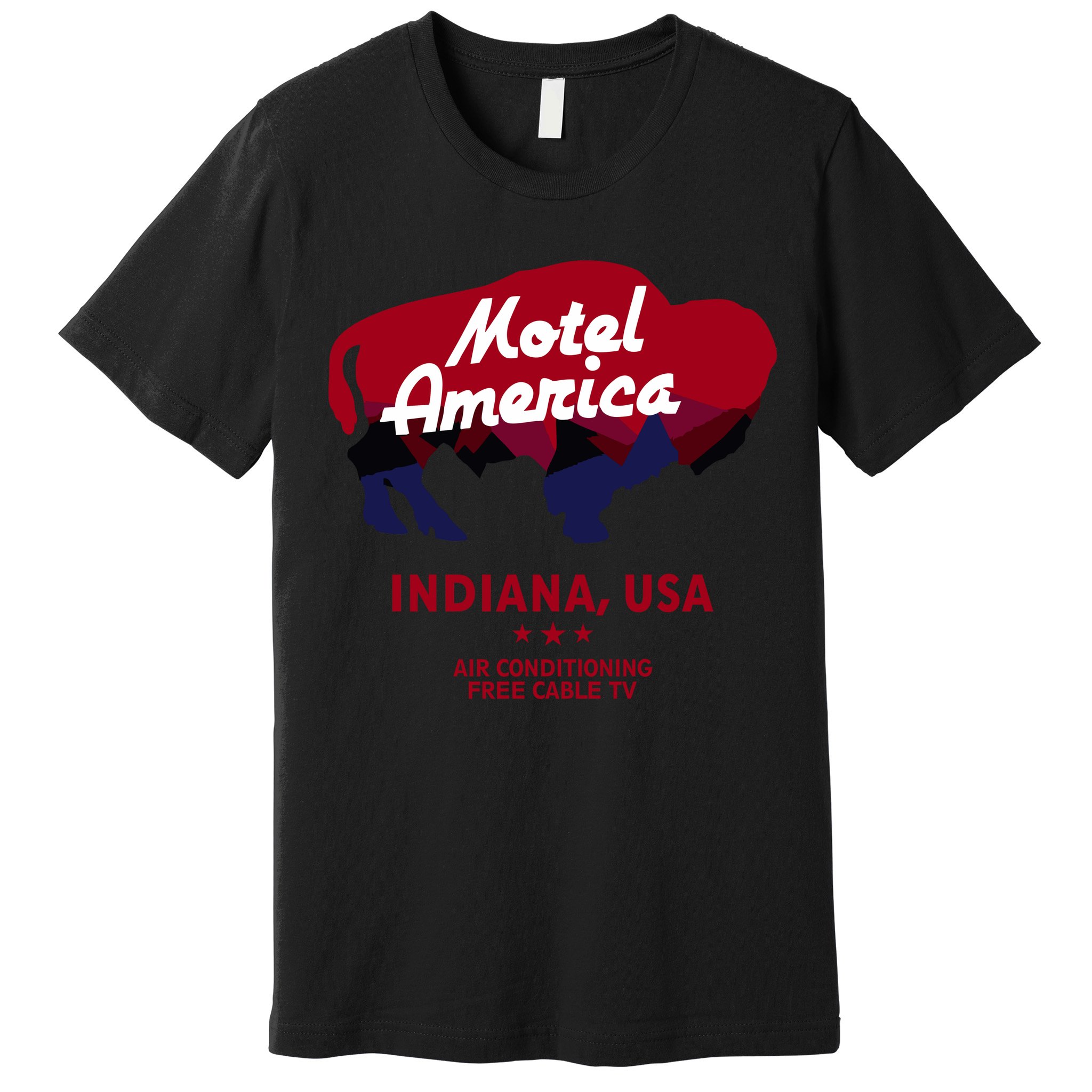 Motel America Indiana, USA Air Conditioning Free Cable TV Premium T-Shirt
