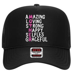 Mother Amazing Loving Strong High Crown Mesh Back Trucker Hat