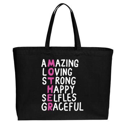 Mother Amazing Loving Strong Cotton Canvas Jumbo Tote