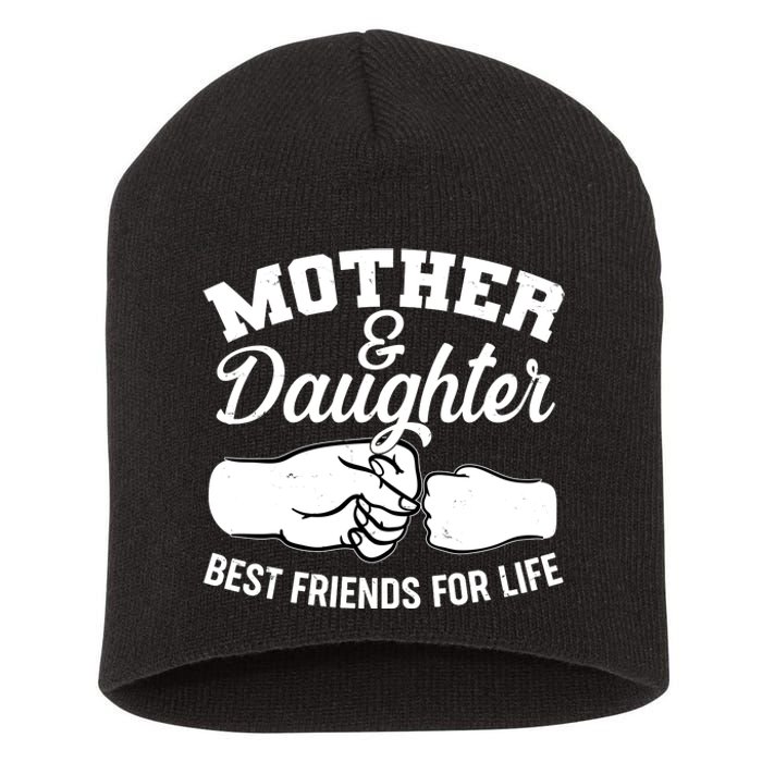 Mother and Daughter Best Friends For Life Fist Bump Short Acrylic Beanie