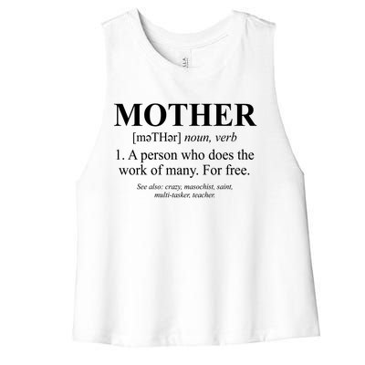 Mother Definition Mother's Day Women's Racerback Cropped Tank