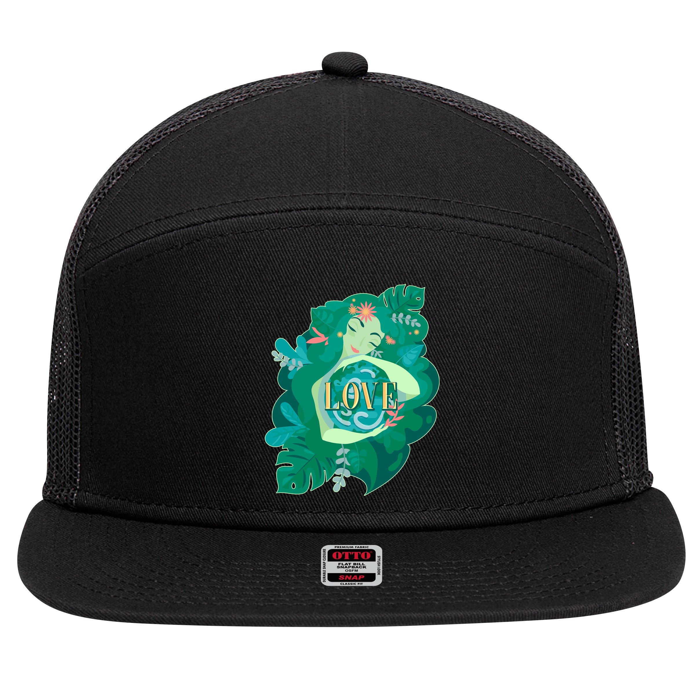 Mother Earth Hugging Earth Love Earth Day 7 Panel Mesh Trucker Snapback Hat