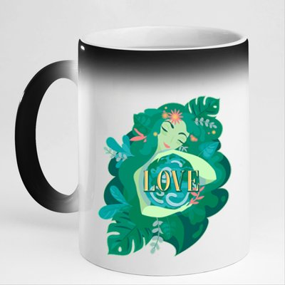 Mother Earth Hugging Earth Love Earth Day 11oz Black Color Changing Mug