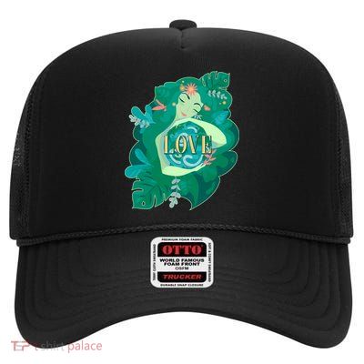 Mother Earth Hugging Earth Love Earth Day High Crown Mesh Back Trucker Hat