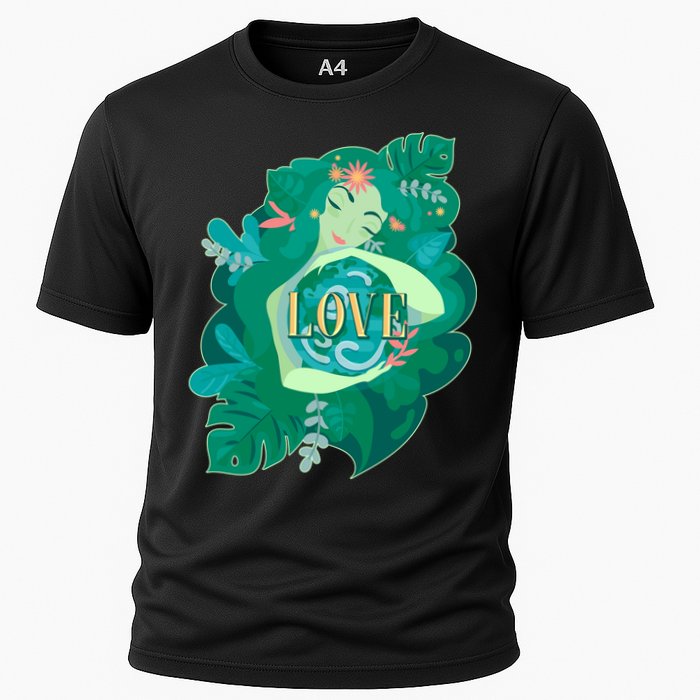Mother Earth Hugging Earth Love Earth Day Cooling Performance Crew T-Shirt