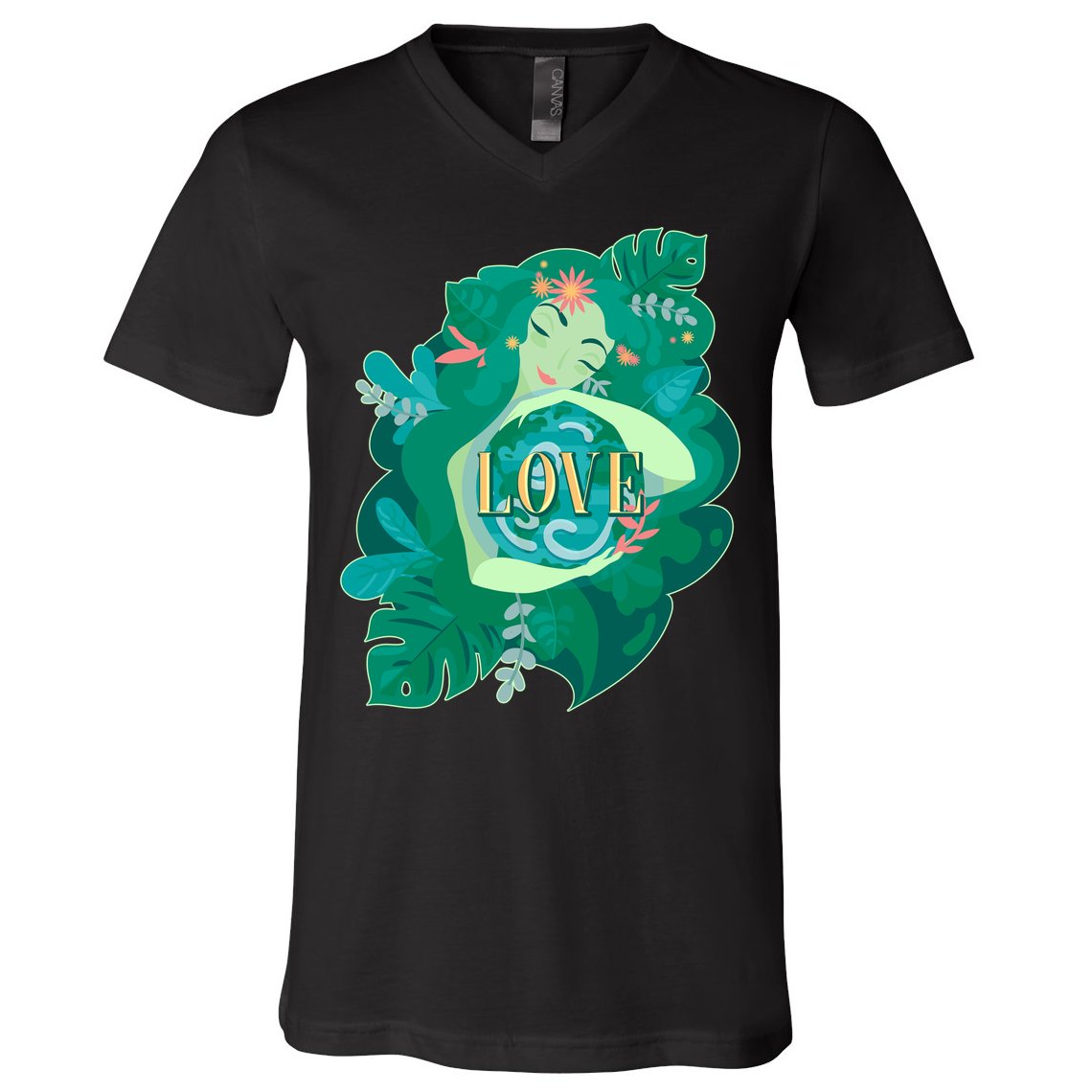 Mother Earth Hugging Earth Love Earth Day V-Neck T-Shirt
