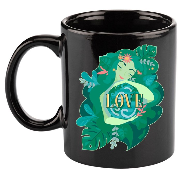 Mother Earth Hugging Earth Love Earth Day 11oz C Handle Ceramic Mug