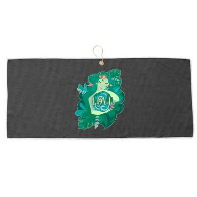 Mother Earth Hugging Earth Love Earth Day Large Microfiber Waffle Golf Towel