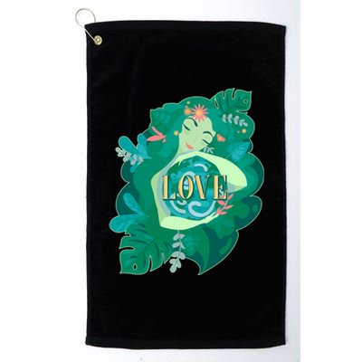 Mother Earth Hugging Earth Love Earth Day Platinum Collection Golf Towel