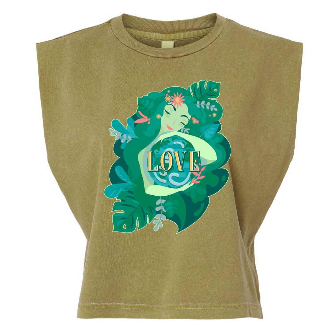Mother Earth Hugging Earth Love Earth Day Garment-Dyed Women's Muscle Tee