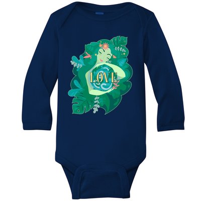 Mother Earth Hugging Earth Love Earth Day Baby Long Sleeve Bodysuit