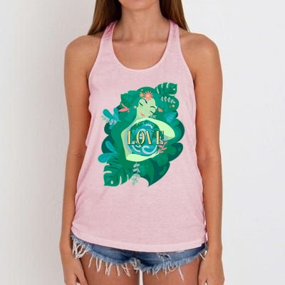 Mother Earth Hugging Earth Love Earth Day Women's Knotted Racerback Tank