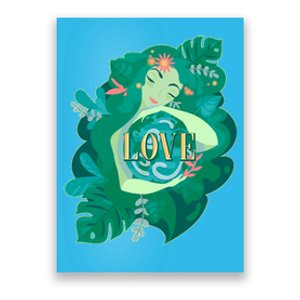 Mother Earth Hugging Earth Love Earth Day Poster