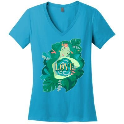 Mother Earth Hugging Earth Love Earth Day Women's V-Neck T-Shirt