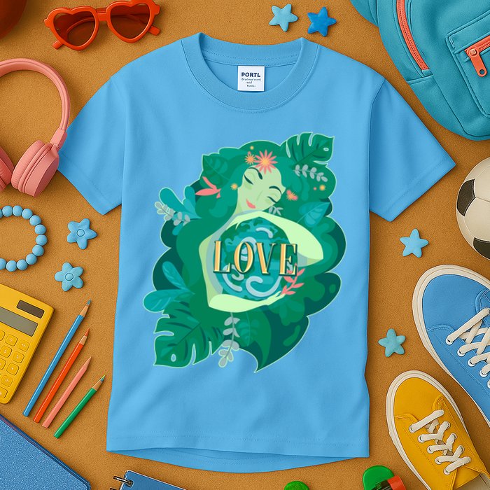 Mother Earth Hugging Earth Love Earth Day Kids T-Shirt
