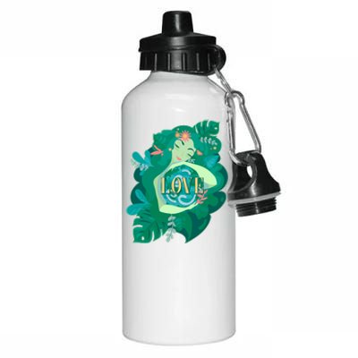 Mother Earth Hugging Earth Love Earth Day Aluminum Water Bottle