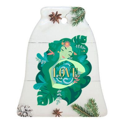 Mother Earth Hugging Earth Love Earth Day Ceramic Bell Ornament