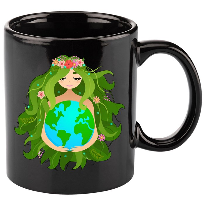 Mother Gaia Earth World Cute 11oz C Handle Ceramic Mug