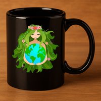 Mother Gaia Earth World Cute 11oz C Handle Ceramic Mug