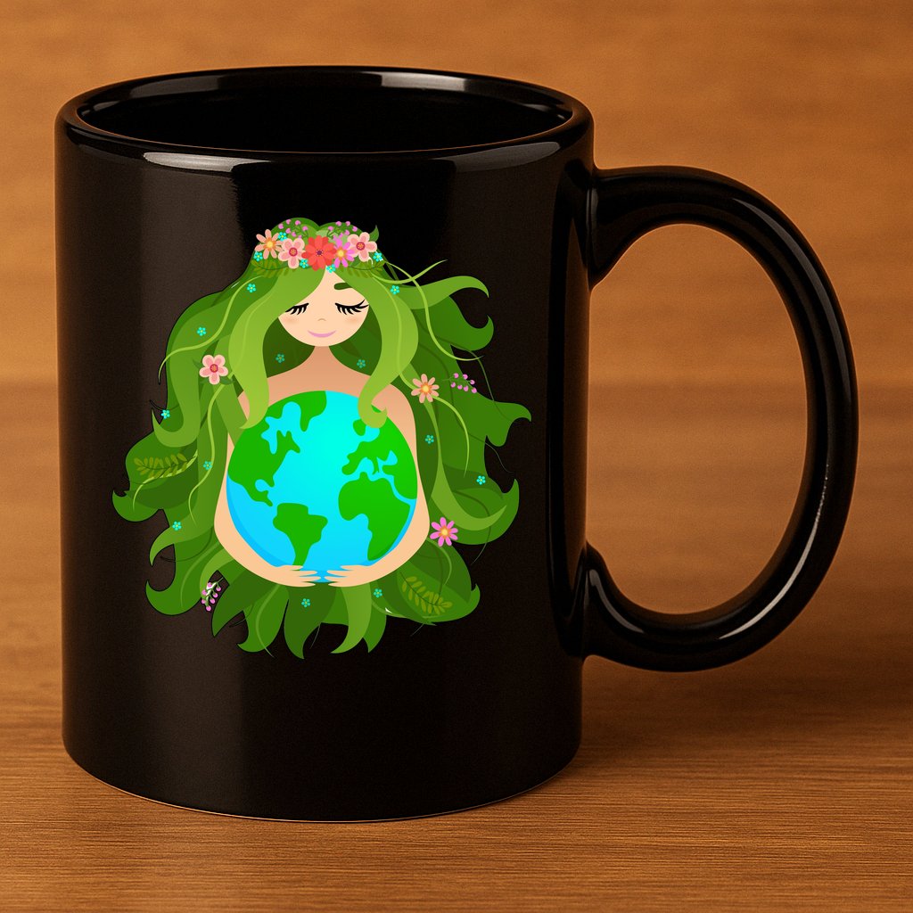 Mother Gaia Earth World Cute 11oz C Handle Ceramic Mug