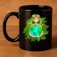 Mother Gaia Earth World Cute 11oz C Handle Ceramic Mug