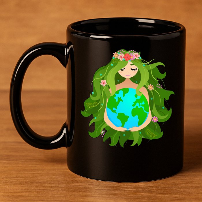 Mother Gaia Earth World Cute 11oz C Handle Ceramic Mug